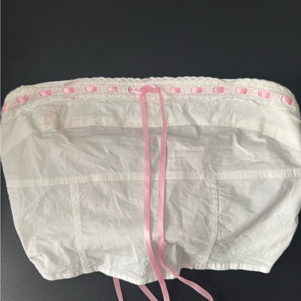 Edikted White and Pink Crop Top